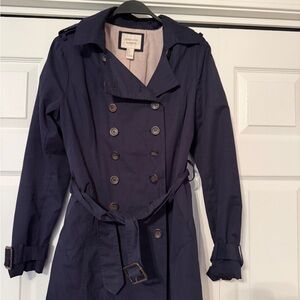 Forever 21 Women's Navy Double-Breasted Trench Coat